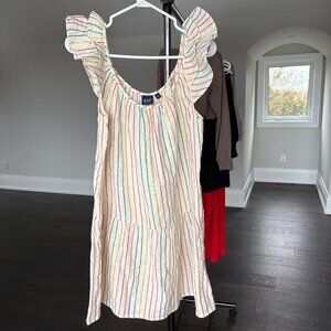 Gap linen feel colourful striped dress